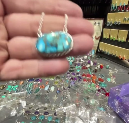 Copper Turquoise .925 Solid Sterling Silver Necklace