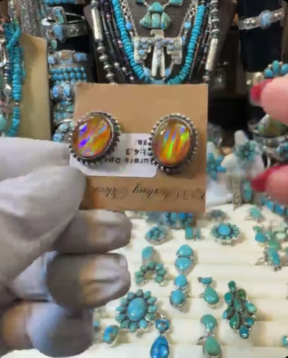 Opal .925 Solid Sterling Silver Stud Earrings