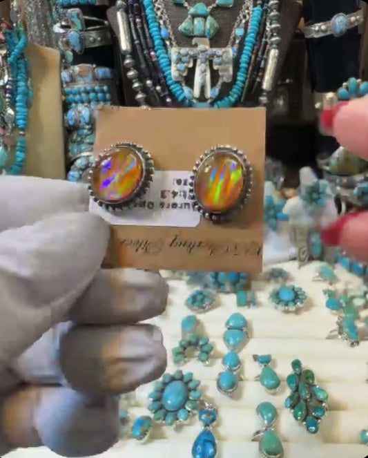 Opal .925 Solid Sterling Silver Stud Earrings