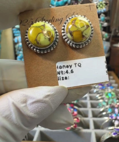 Honey Dahlia .925 Solid Sterling Silver Stud Earrings