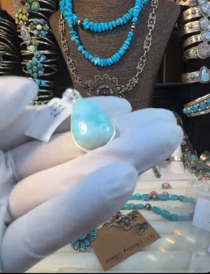Larimar .925 Solid Sterling Silver Pendant