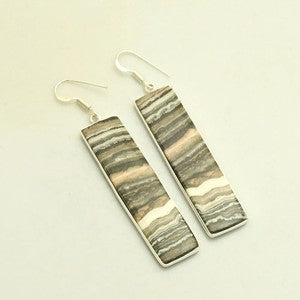 2.6" Yellow Lace Agate Gemstone Handmade Drop Dangle Earrings