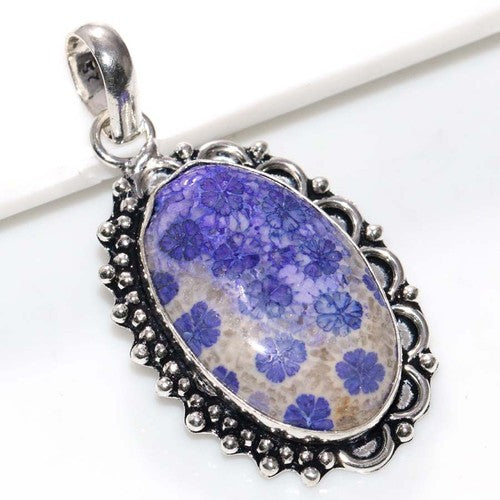 Purple Fossil Coral Natural Stone Pendant