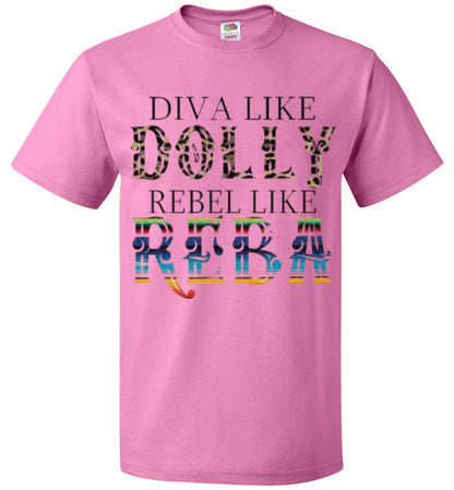 Diva Like Dolly Rebel Like Reba Funny Country Tee Shirt Top T-Shirt