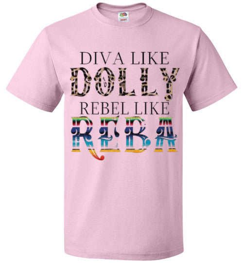 Diva Like Dolly Rebel Like Reba Funny Country Tee Shirt Top T-Shirt