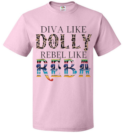 Diva Like Dolly Rebel Like Reba Funny Country Tee Shirt Top T-Shirt