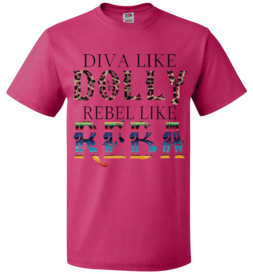 Diva Like Dolly Rebel Like Reba Funny Country Tee Shirt Top T-Shirt
