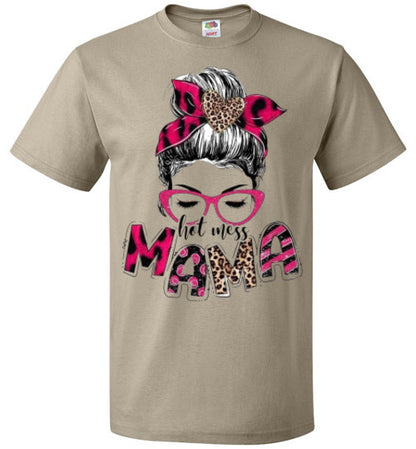 Hot Mess Mama Messy Bun Tee Shirt Top T-shirt