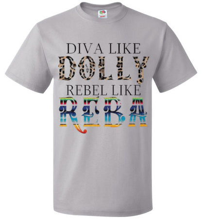 Diva Like Dolly Rebel Like Reba Funny Country Tee Shirt Top T-Shirt