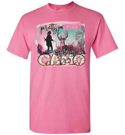 Pretty In Pink Dangerous In Camo Tee Shirt Top T-Shirt