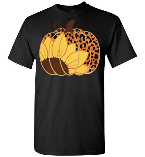 Sunflower Leopard Print Pumpkin Tee Graphic Top Shirt T-Shirt