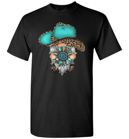 Gnome Leopard Cowboy Hat Graphic Tee Shirt top