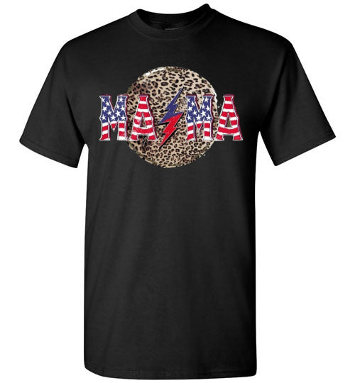 Mama Leopard Patriotic Tee Shirt Graphic Top 32801