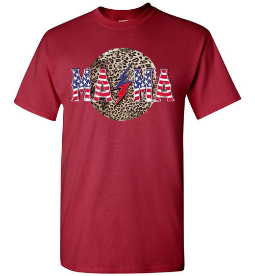 Mama Leopard Patriotic Tee Shirt Graphic Top 32801