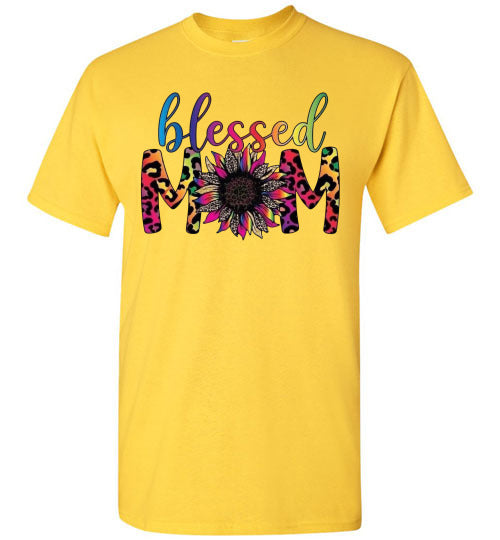 Blessed Mom Multi Leopard Tee Shirt Top T-Shirt