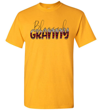 Blessed Granny Buffalo Check Graphic Tee Shirt Top