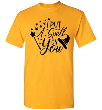 I Put A Spell On You Halloween Witch Graphic Tee Shirt Top