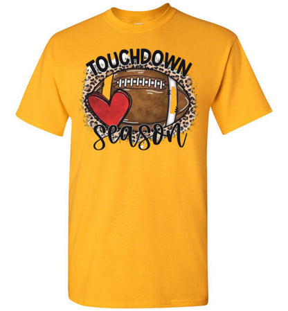 TouchDown Season Fottball Heart Leopard Print Graphic Top Shirt