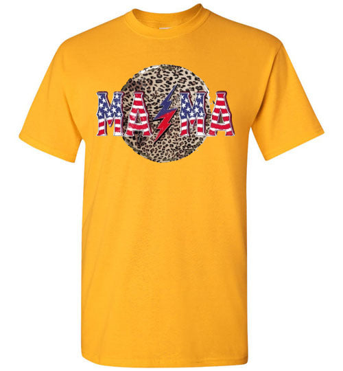 Mama Leopard Patriotic Tee Shirt Graphic Top 32801