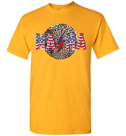 Mama Leopard Patriotic Tee Shirt Graphic Top 32801