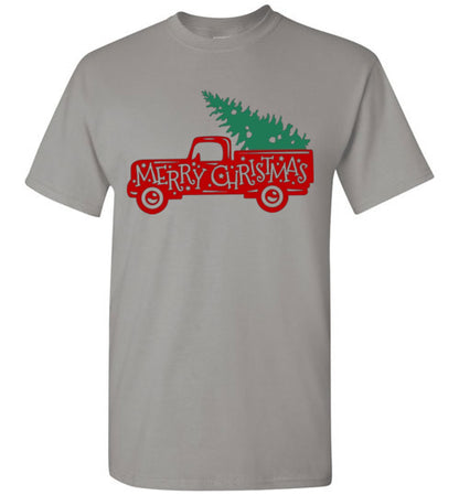 Merry Christmas Tree Old Rustic Farm Tee Shirt Top T-Shirt