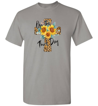 Leopard Cross Sunflower Graphic Tee Shirt Top