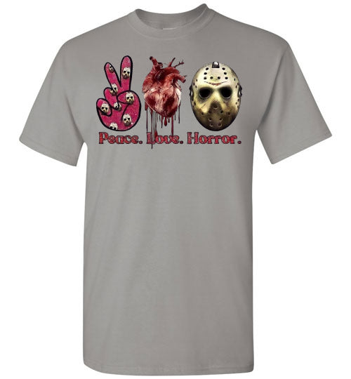 Peace Love Horror Halloween Tee Shirt Top T-Shirt
