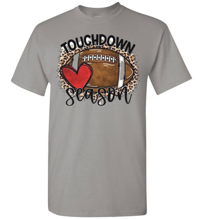 TouchDown Season Fottball Heart Leopard Print Graphic Top Shirt