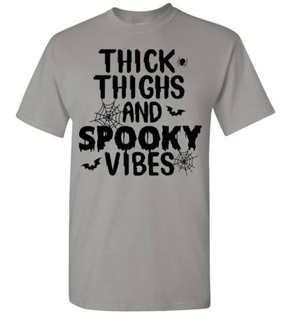 Thick Thighs and Spooky Vibes Halloween Graphic Tee Shirt Top