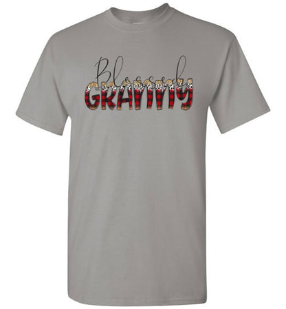 Blessed Granny Buffalo Check Graphic Tee Shirt Top