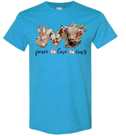 Peace Love Cows Country Tee Shirt Top T-Shirt
