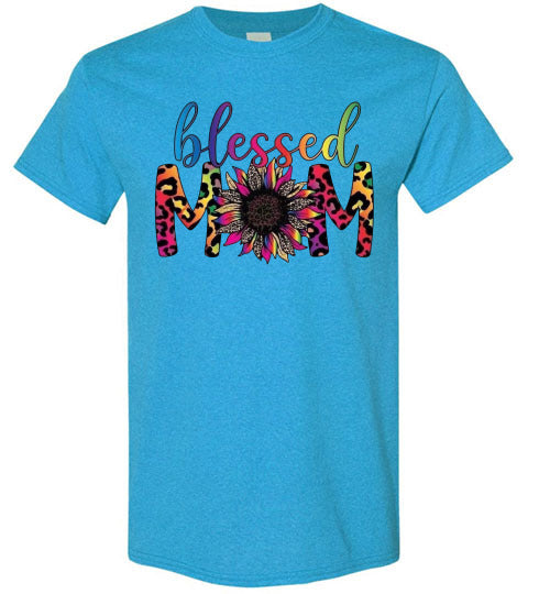 Blessed Mom Multi Leopard Tee Shirt Top T-Shirt