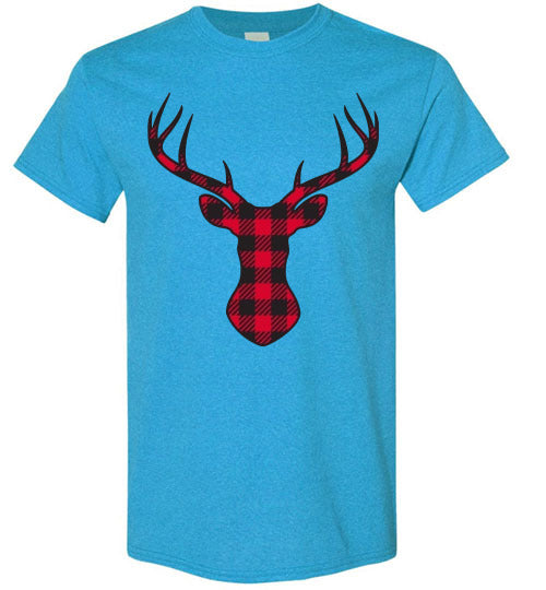 Christmas Plaid Buffalo Check Lumberjack Reindeer Tee Shirt Top T-Shirt