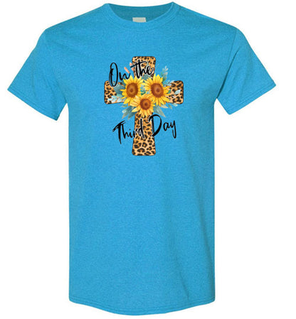Leopard Cross Sunflower Graphic Tee Shirt Top