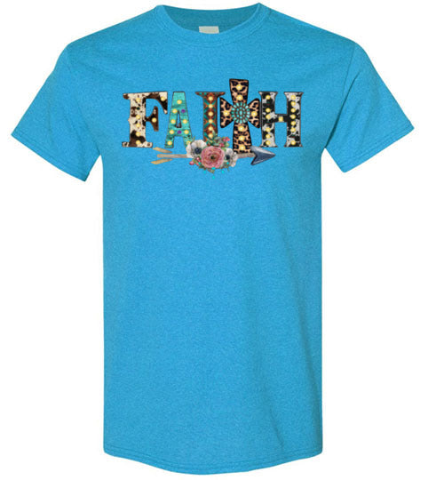Faith Cross Leopard Christian Tee Shirt Top T-Shirt