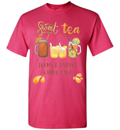 Sweet Tea & Jeans TShirt Kinda Girl Funny Southern Tee Shirt Top T-Shirt