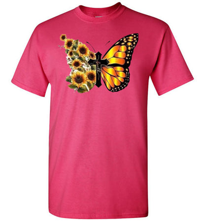Cross Butterfly Floral Tee Shirt Top