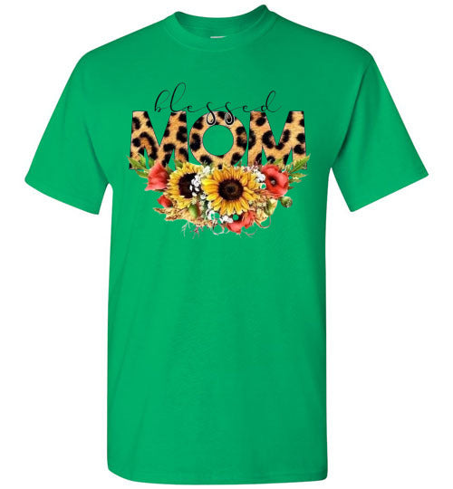 Blessed Mom Leopard Sunflowers Mother's Day Tee Shirt Top T-Shirt