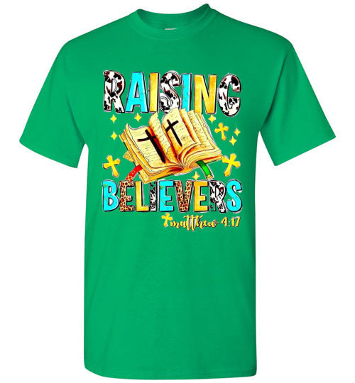 Raising Believers Christian Faith Cross Bible Tee Shirt Top Shirt T-Shirt