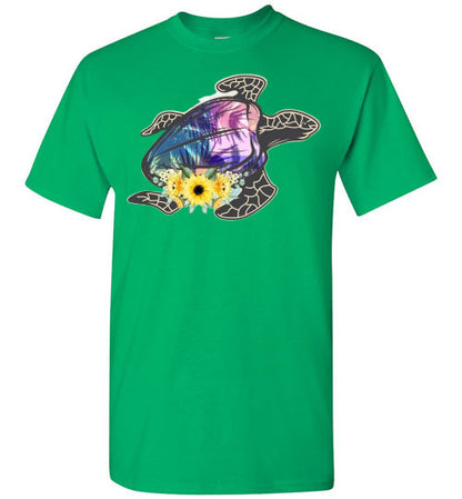 Sea Turtle With Flowers Graphic Tee Shirt Top