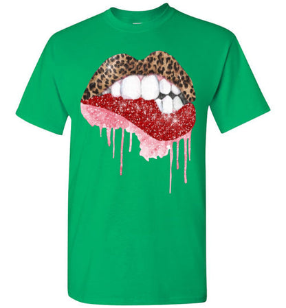 Red leopard lips tee shirt graphic top