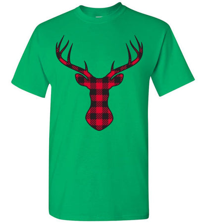 Christmas Plaid Buffalo Check Lumberjack Reindeer Tee Shirt Top T-Shirt
