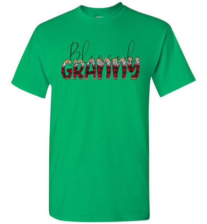 Blessed Granny Buffalo Check Graphic Tee Shirt Top