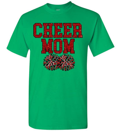 Cheer Mom Sports Football Baseball Basketball Soccer Ball Grpahic Tee Shirt Top