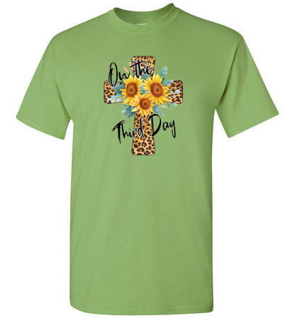 Leopard Cross Sunflower Graphic Tee Shirt Top