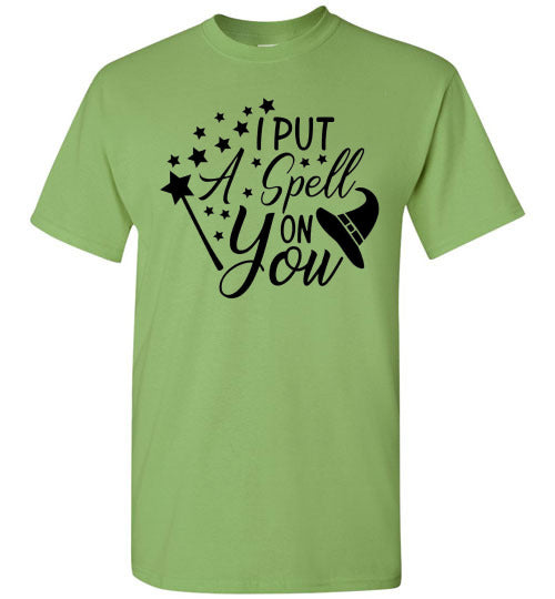 I Put A Spell On You Halloween Witch Graphic Tee Shirt Top