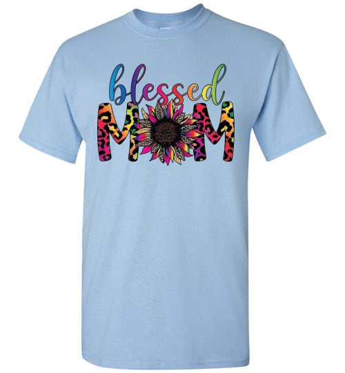 Blessed Mom Multi Leopard Tee Shirt Top T-Shirt