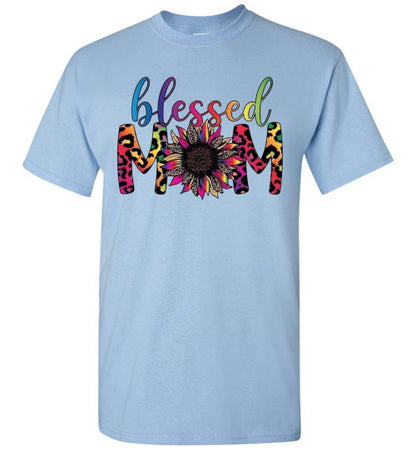Blessed Mom Multi Leopard Tee Shirt Top T-Shirt