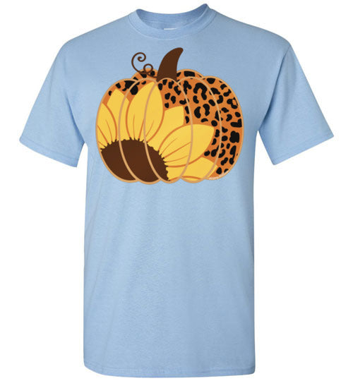 Sunflower Leopard Print Pumpkin Tee Graphic Top Shirt T-Shirt