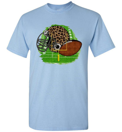 Leopard Football Helmet Graphic Tee Shirt Top